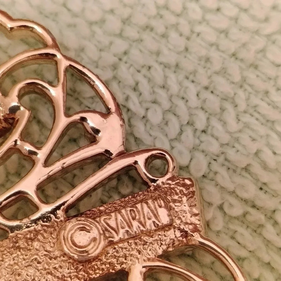 Sarah Coventry 2 piece set Brooch Pendant and Dangling Earrings Orange - Picture 5 of 9